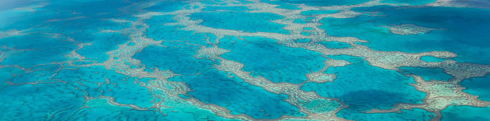Aerial view of reef patterns in turquoise water